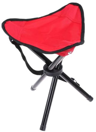 COMPUKAS Tabouret Tripode Pliant Portable et Tube d'acier Rouge en Tissu Oxford Siège Stable et Solide Capacité 100kg pour Camping, Pêche et Usage Quotidien