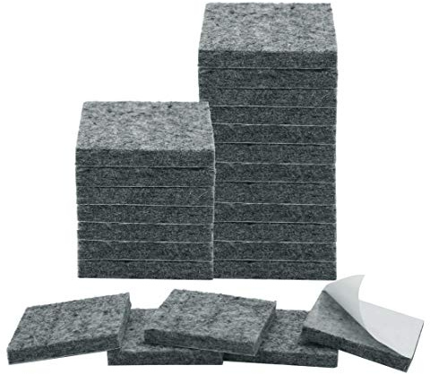 sourcing map 24pcs Furniture Pads Square 1 1/2 Self-Stick Non-Slip Anti-Scratch Felt Pads Floors Protector Gray