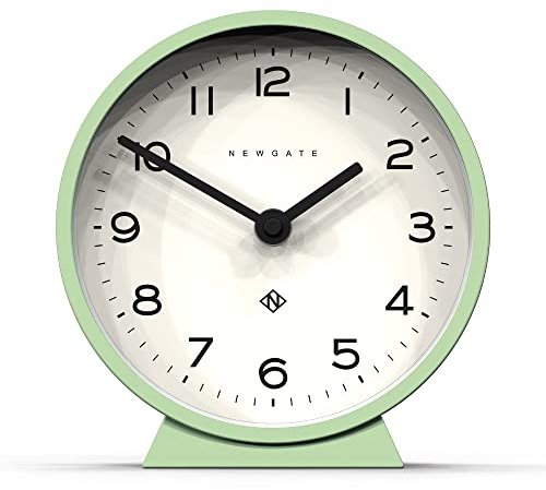 Newgate® M Orologio da tavolo Mantel Echo | Design rotondo moderno | Neo verde menta | Numeri facili da leggere | Stile contemporaneo per scrivania, tavolo, mensola o comodino