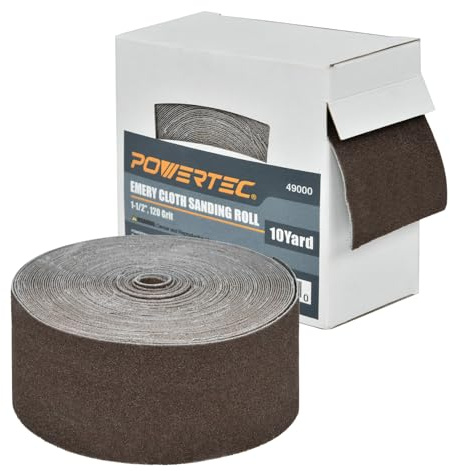 POWERTEC 49000 Rollo de papel de lija de grano 120, 1-1/2 pulgadas x 10 yardas