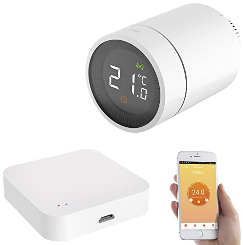revolt Heizungsthermostat Smart: Smartes Heizkörperthermostat mit App, Sprachsteuerung & ZigBee-Gateway (Thermostat Heizung Smart, WLAN Thermostate, Thermostatventile)