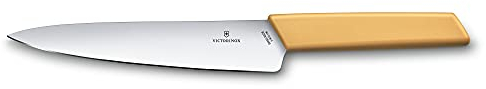 Victorinox Swiss Modern Tranchiermesser für Fleisch, Gerader Schliff, 25 cm lange Klinge aus Edelstahl, Ergonomischer Kunststoffgriff, Gelb