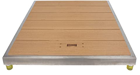 Elbe®Élément de Douche Panneau de Sol extérieur en WPC avec Cadre en Acier Inoxydable, élévation du Pied en Caoutchouc et Surface antidérapante en WPC, complément Optimal du Tapis de Sol