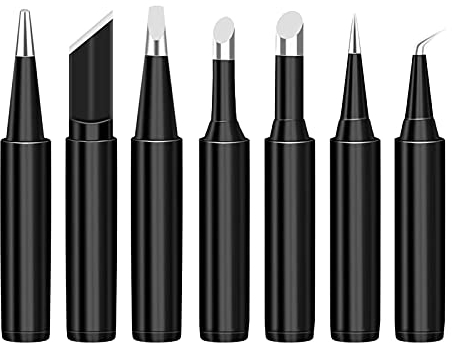 Liekadijiae 7 Stück Ersatzspitzen für Lötkolben, Lötspitze Ersatz Lötspitzen Set Lötstation Tool, 900M-T Lötkolbenspitzen für Hakko, TENMA, ATTEN, Schnell, Aoyue, Yihua, ABF-Lötstation