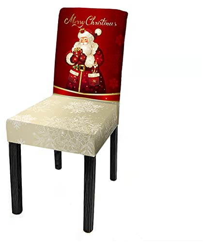 Morbuy Weihnachten Stuhlhussen Set Stretch Beschützer Stuhlbezug Stuhlüberzug, Universal Elastische Spannbezug Hochzeit Weihnachten Partys Bankett Hotel Dekor (6 Stück,Weihnachtsmann)