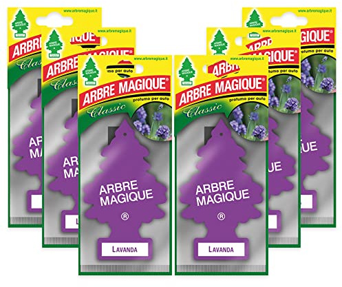 Arbre Magique Mono, Parfum de voiture, Parfum de lavande, Parfum frais et polyvalent, dure jusqu'à 7 semaines, Fabriqué en Italie, Pack 6