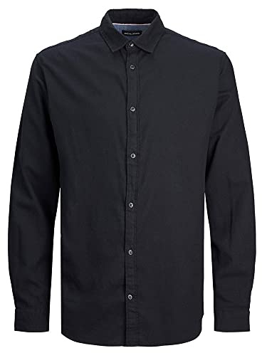 Jack & Jones Homme Jjegingham Twill Shirt L/S Noos Chemise, Noir - Détails : Solide - Coupe Ajustée, M EU