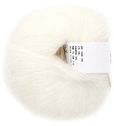 Fyearfly Ullgarn för stickning, mjukt mohair stickat Angora långt ullgarn, för halsdukar, tröjor, hattar, skor eller sittdyna (vit)