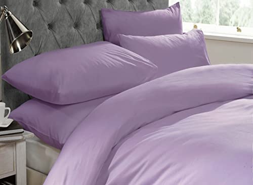 200 Thread Count 100% Egyptian Cotton Duvet Cover Bedding Set with Pillowcases (Lilac, Single)