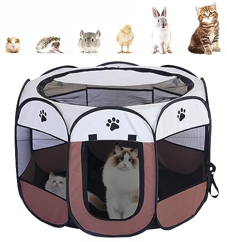 RICHDMI Welpenlaufstall Faltbar für Kleintiere, 74x74x43CM Hundelaufstall Außengehege für Hunde, Katzen, Kaninchen & Kleintiere, Oxford Stoff Pop-up System Indoor & Outdoor