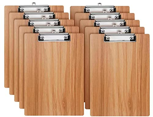 Klemmbrett Holz A4,10 Stück Schreibbrett Klemmbretter mit Metalklemme, Schreibplatte Clipboard Zwischenablage