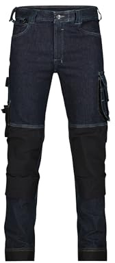 Dassy Kyoto arbetsjeans av 4-vägs stretch med hög, Jeansblå/svart, 52 SE