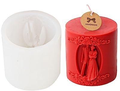 JS MOLD Silikon-Kerzenformen,Braut/Bräutigam Kerzenform Silikon,Zylinder Kerzen-Gießform,Kerzen-Silikonform, für Hochzeit Kuchen Dekoration Hochzeit Kerzen Geschenke (Unisex Hochzeit)