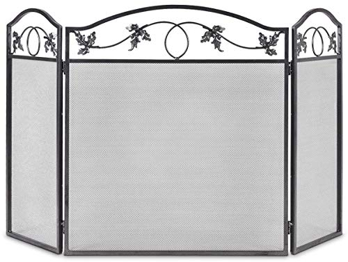 COSTWAY Funkenschutzgitter, 3-teilige Faltbare Kamingitter, Kamin Funkenschutz, Kaminzaun mit stabilem Metallrahmen, Kaminfunkenschutz, Kaminschutzgitter, schwarz, 127 x 73,5 cm