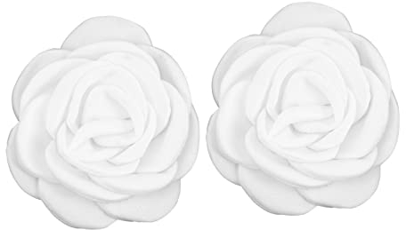 SHERCHPRY Stoffblumen Schuhclips Weiß 6cm 1 Paar mit Kamelienmotiv