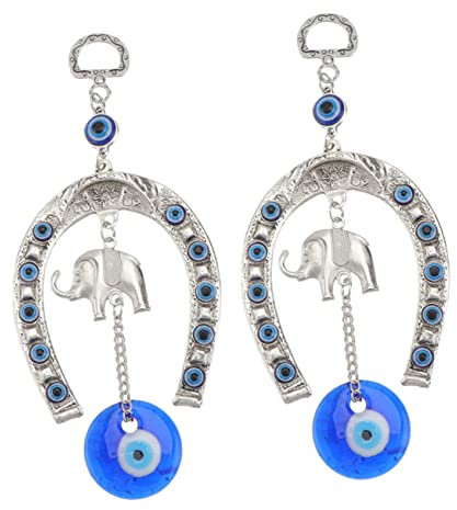 TOPBATHY 2stücke Türkischer Elefanten Anhänger Mit Blauem Nazar Evil Eye Kreatives Wand Autodekor Stilvolles Hängendes Haus Balkon-schmuckstück Robust Und Detailreich Gestaltet