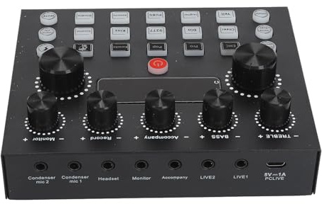 Live-Soundkarte, Externer Mobiler Zweikanal-USB-Audiomixer, Audio-Live-Broadcast-Soundkarte für K-Songs, Sprachchat