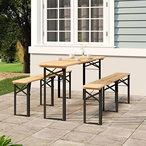 MaGiLL Möbel 3-teiliges klappbares Biertisch-Set aus massivem Tannenholz