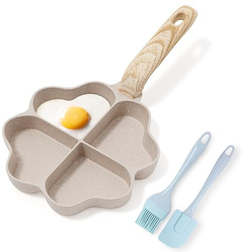 RIOVARM Sartén para Huevos en Forma de Corazón - 4 Agujeros, Antiadherente, Granito, Inducción, Creativo, Lindo, Sin PFOA, Saludable - para Tortillas y Desayuno