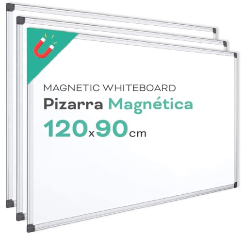 Whiteboard, Magnettafel mit Aluminiumrahmen, glatte Oberfläche, leicht zu löschen, Tafel für Notizen, Zeichnen, Lehren oder Organisieren, Werkzeug für Büro und Schule - Gastronomie (3 Stück, 120 x 90