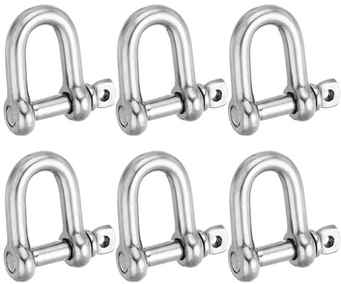 PATIKIL Screw Pin Shackle M14 9/16 2425lbs, 6 Pack 304 Stainless Steel D Ring Shackle for Chains Wire Rope Outdoor, Silver