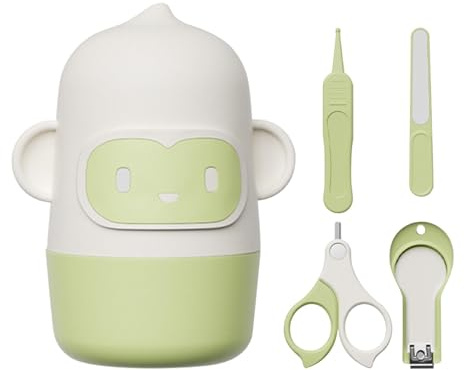 Qiwieod Set per la cura delle unghie per bambini, 4 in 1, con custodia, tagliaunghie per bambini, con tagliaunghie e pinzette per bambini