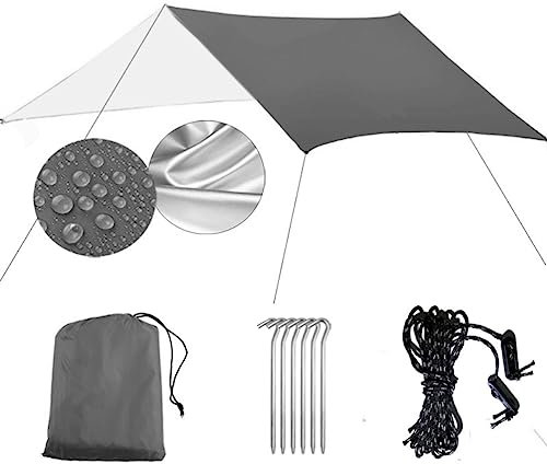 shenruifa Zeltplane, Hängematte, Regenfliege, Silberbeschichteter Sonnenschutz, wasserdichte Campingplane, Multifunktionale Picknickmatte (300 * 400cm)