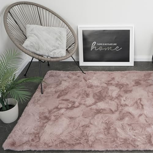 Consilio Concept Cloud Fellteppich 80x150 pink Teppich Supersoft 39 mm Höhe Soft weich Hasenfell Imitat beige braun Wohnzimmerteppich Kinderzimmerteppich Küchenteppich Flurteppich