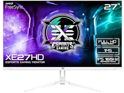 𝗫= 27 Inch Gaming Monitor • 1080p • 165Hz • 1ms • IPS • G-Sync/FreeSync • HDMI, DisplayPort • Tilt Adjust • Vesa • Built-In Speakers (XE27HD-W | White)
