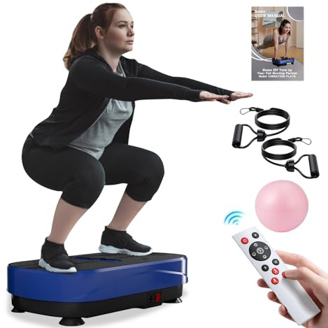 Natini Vibration Plate Exercise Machine, Vibration Plate for Lymphatic Drainage, Whole Body Workout Vibration Fitness Platform, Relieve Pain & Weight Loss & Toning(Blue)