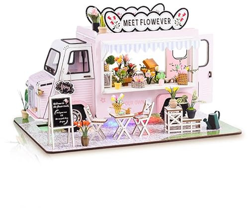 Book Nook Miniatur Haus Set, Miniatur Haus Gewächshaus DIY Miniature House Holz Mit Möbel und Licht, Puppenhaus, 3D Miniatur Puppenhaus Holz Mini Modellbausätze Geschenk für Teenager Erwachsene #05