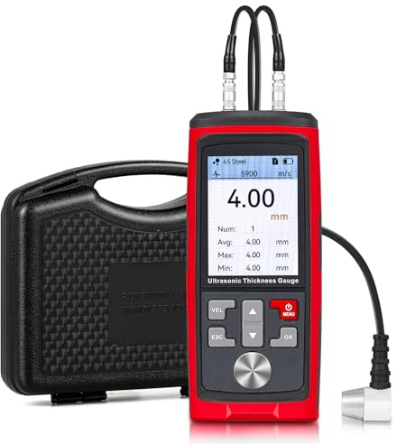 Bonvoisin Ultrasonic Thickness Gauge, Range 0.039 to 11.811 in, Ultrasonic Thickness Measuring Instruments for Steel, Copper, Cast Iron, Metals, Plastic, Glass, PVC