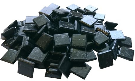 Zimasi Glasmosaik 900 g – Schwarze Glassteine zum Basteln & DIY – Bastelset mit Mosaiksteinen für Erwachsene & Kinder– Robuste Mosaiksteine für kreative Projekte [ca. 1350 Stück, 1x1 cm] Schwarz