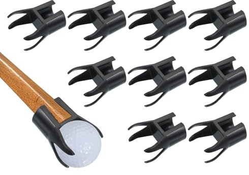PATIKIL Golf Ball Retriever, 10 Pcs Golf Ball 4-Prong Pick Up Grabber Back Saver Claw Putter Grip Picker Upper Tool for Golfers Putter Swing Handle Accessories, Black