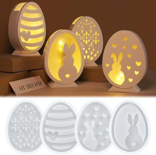 Axinyijia 6 Pezzi Stampo in Silicone Pasqua, 3D Stampi per Coniglietti Pasquali, Stampi in Silicone per Gesso di Pasqua