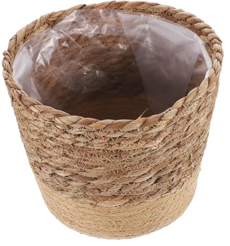 BESPORTBLE Geflochtener Pflanzkorb aus Seegras 20X20X16cm Dekorativer Haushaltskorb für Zimmerpflanzen Wohnkultur