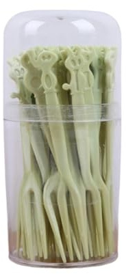 Paquete de 50 tenedores de frutas desechables, palillos de postre de plástico para fiestas, picnics y uso doméstico (verde)