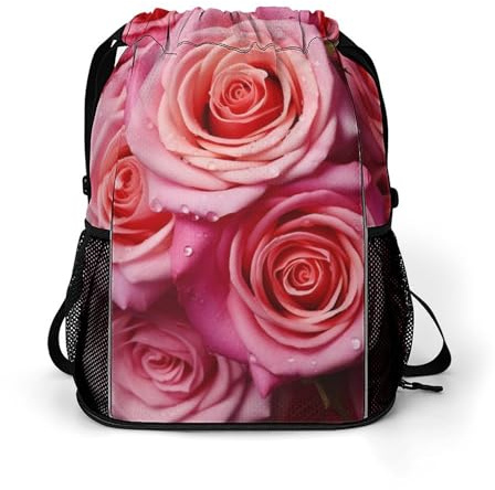 YKLBV Sportrucksack mit Kordelzug, leicht, klein, Turnbeutel, elegante Rosenblüte, Turnbeutel für Damen und Herren, Elegante Rosenblüte, 45.5x41.5x36cm