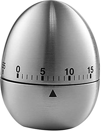 Timer da cucina meccanico in acciaio inossidabile con opzione uovo o forma, carica manuale, temporizzazione di 60 minuti, avviso suoneria suono chiaro, scala chiara, per cucina, ristorante, panetteria