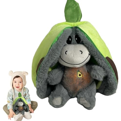 doyandader Atmendes Kuscheltier Schlafender Plüsch Esel – Mit Integrierten Atembewegungen, Unsichtbarem Klettverschluss Zum Waschen, Simuliertem Saugen Für Kinder-Schlafbegleitung, Avocado-
