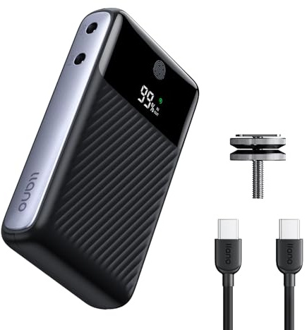 llano Caricatore Portatile per Fotocamera 10200mAh, Power Bank per Giubbotto Riscaldato, Ricarica Rapida PD 30W, Uscita DC 8V/12V, Foro Filettato 1/4, USB-C/USB-A, per Sony Canon Nikon Fujifilm