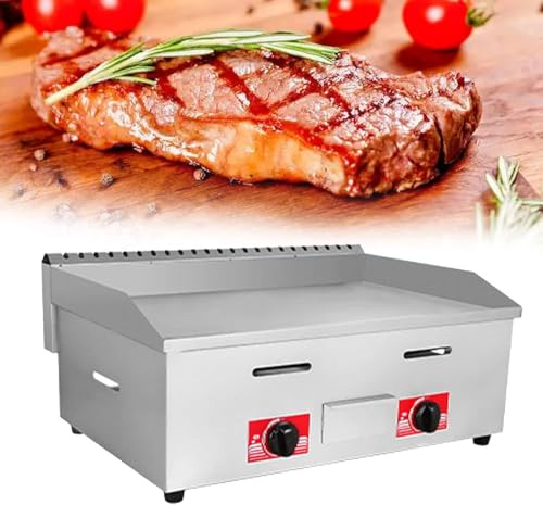 Gas Griddle Stainless Steel Heavy Duty Restaurant Outdoor Grill Large Non-Stick Flat Hot Plate for Medium to High Volume Cooking