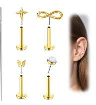 Modrsa Piercing-Jewellery Tragus-Piercing Nose Studs : Pendientes De Acero Inoxidable De 20 G Para El Trago Con De Oro Para La Nariz