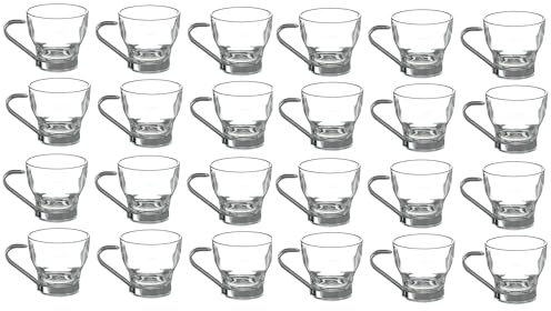 Deconation Lot De 24 Tasses Espresso 8 Cl - Verre Et Métal | Haute Qualité | Design Moderne