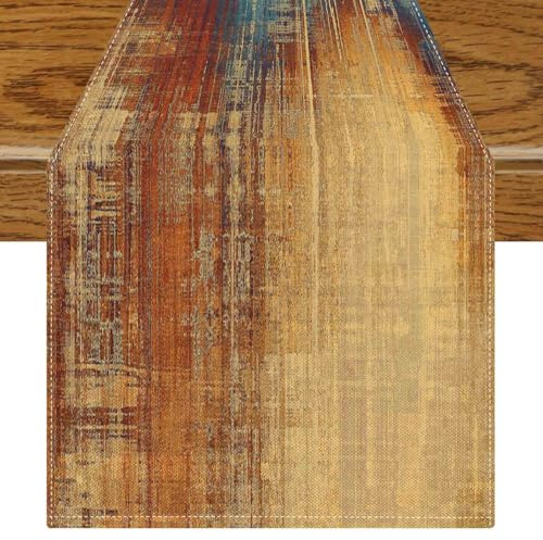 Jayusaror Tischläufer Modern Bunt Deko Frühling Tischläufer Retro Bauernhaus Kurz Tischdeko Kunst Gemälde Tisch Läufer Boho Herbstdeko Mittelläufer 40 x 100 cm für Winter Herbst Dekoration Innen