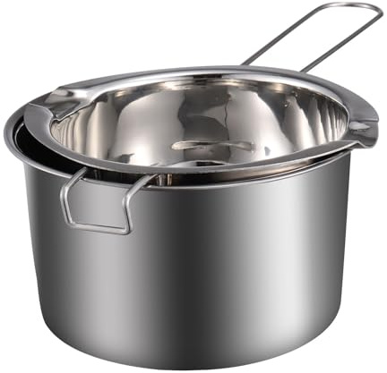 VINTORKY Pentola a Bagnomaria in Acciaio Inox 201 Doppia Caldaia 14 Cm Superficie Liscia Per Sciogliere Cioccolato e Burro in Cucina e Laboratorio Di Candele