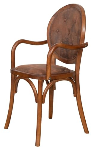 Biscottini Chaises Salle à manger Bois et Simili-cuir Thonet 45x47x96 cm - Fauteuil en similicuir Chambre Vintage - Fauteuil rembourré Salon - Chaise avec accoudoirs Cuisine et Salon Classique