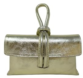 Chicca Borse Borsetta Pochette da Donna in Pelle Dollaro (Oro)