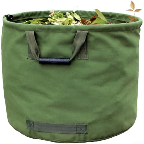 UrbanHui Large Waterproof Garden Waste Bag 56x46cm(Army Green) | Waste Tote for Leaves Grass Garden Debris, Reusable Storage for Fruits, Vegetables Outdoor Gear with Reinforced Handles