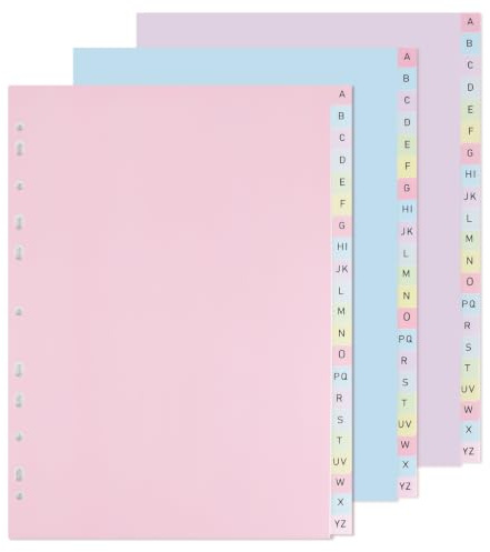 Yoosso 3er Set Register für Ordner A4, Trennblätter für Ordner A4 | Ordner Trennblätter Für 2/3/4-Lochbinder, Wasserfestes PP, Verschleißfest,Für Büro, Schule Und Zuhause